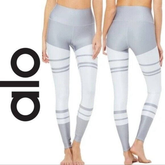 ALO Yoga Pants - ALO - High-Waist Airlift Legging Gray and White Women’s Size Medium